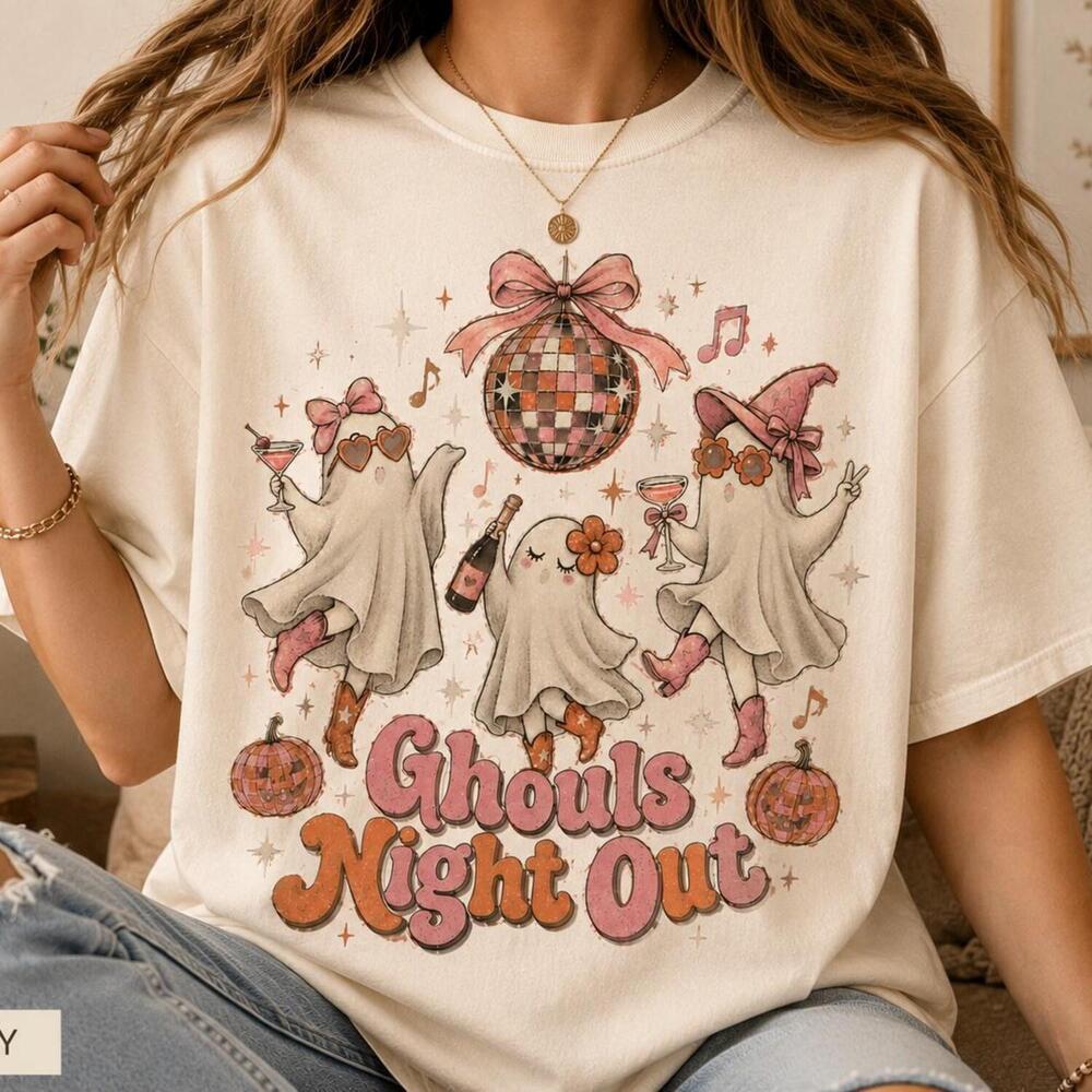 Ghouls Night Out Shirt, Halloween Girls Night Tee, Disco Ghost Shirt, Retro